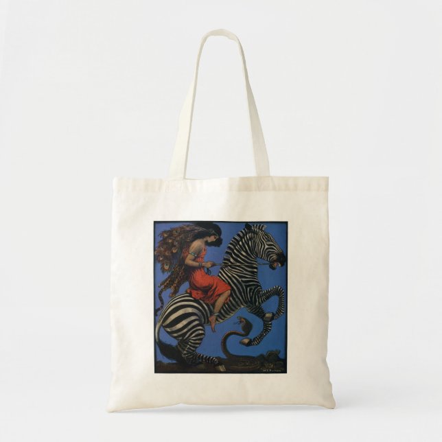 Tote Bag Vintage Zebra Art Nouveau Femme (Devant)