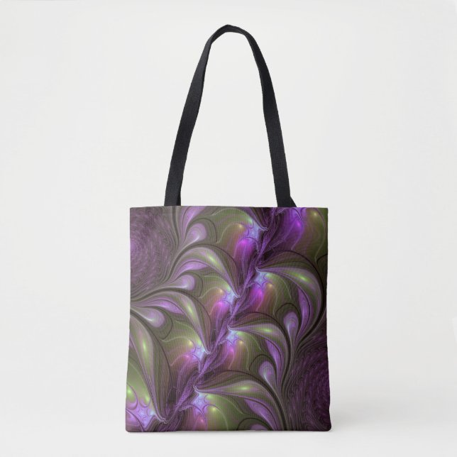 Tote Bag Violet Abstrait violet violet kaki fractal (Devant)
