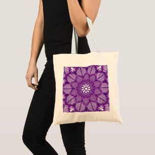 Tote Bag Violet Mandala Yoga Instructor Lotus Vintage