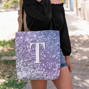 Tote Bag Violet Ombre Chunky Parties scintillant Monogramme