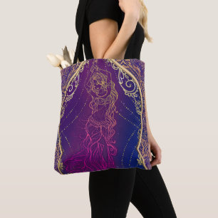 Tote Bag Violet & Or Marocain du ventre Arabe Danser Glam