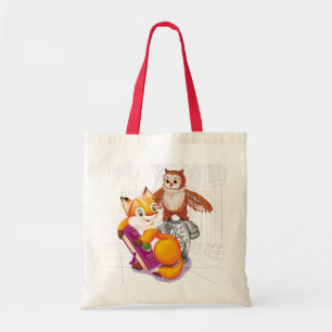 Tote Bag violet renard et hibou