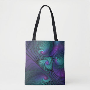 Tote Bag Violet rencontre Turquoise moderne art fractal abs