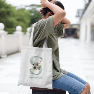 Tote Bag Violettes & Arlequin Bleu Lettre S