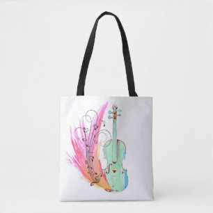 Tote Bag Violon assez coloré Fourre-tout d'aquarelle