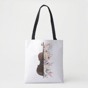 Tote Bag Violon aux fleurs.