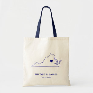 Tote Bag Virgnia Mariage Welcome Bag Map Fourre-tout, Navy 