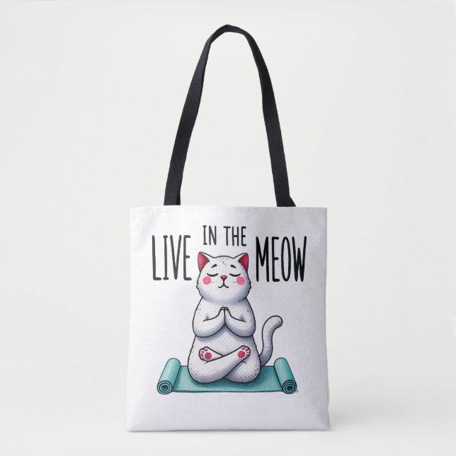 Tote Bag "Vis dans le Meow" Drôle Amoureux des chats (Devant)