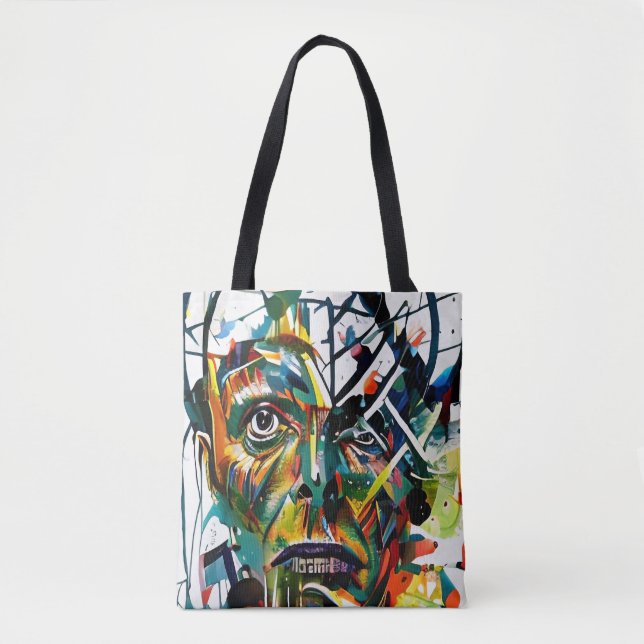 Tote Bag Visage Abstrait d'un alien (Devant)