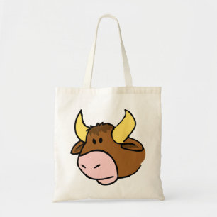 Tote Bag Visage Brown de taureau de bande dessinée