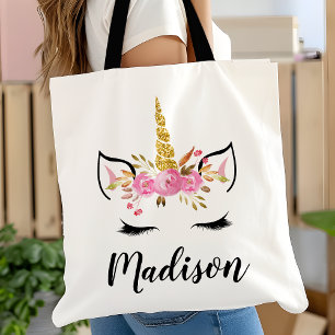 Tote Bag Visage de Licorne avec Cils Personnalisé