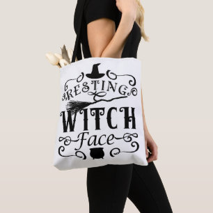 Tote Bag Visage de sorcière au repos Graphique de type vint