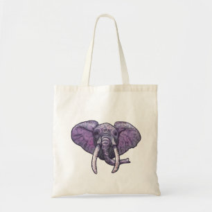 Tote Bag Visage d'éléphant violet