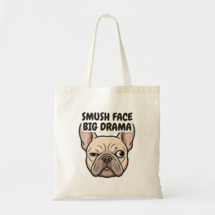 Tote Bag Visage Écrasé Gros Drame Drôle Design Bouledogue F