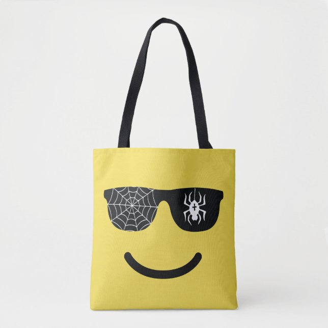 Tote Bag Visage souriant Emoji avec lunettes de soleil Trai (Devant)