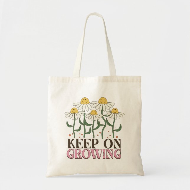 Tote Bag Visage Souriant Rétro 70 Fleur de Marguerite Conti (Devant)