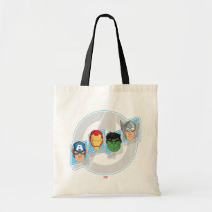 Tote Bag Visages de personnages d'Avengers sur le logo