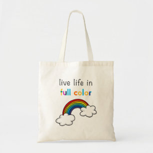 Tote Bag Vivez la vie en couleurs arc-en-ciel
