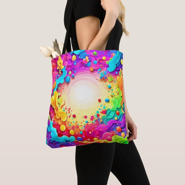 Tote Bag Vivid Abstrait Color Explosion Art (De près)