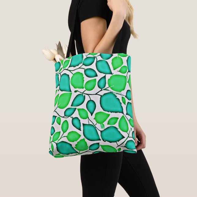 Tote Bag Vivid Elegance Feuille Motif (De près)