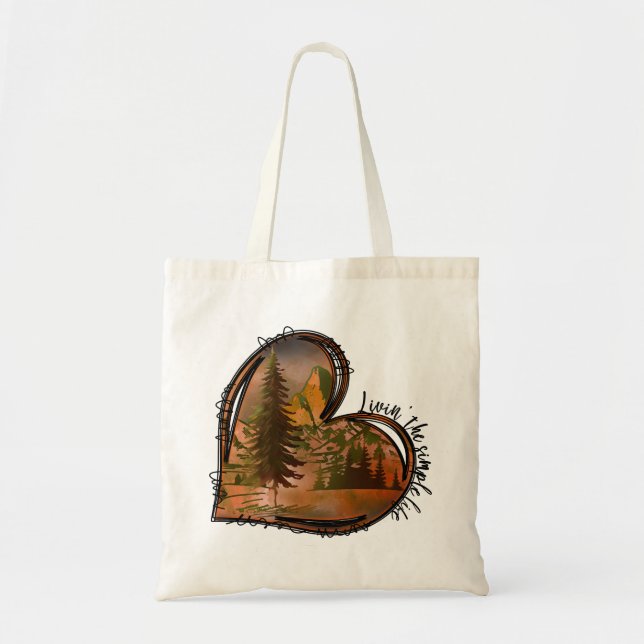 Tote Bag Vivre La Simple Vie Coeur Nature (Devant)