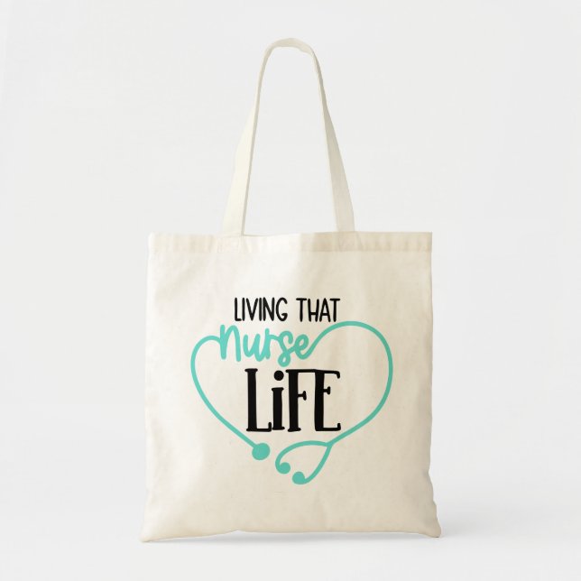 Tote Bag Vivre La Vie Infirmière Stéthoscope Moderne Santé (Devant)