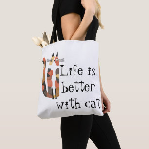 Tote Bag Vivre mieux avec le chat