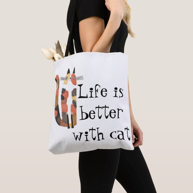 Tote Bag Vivre mieux avec le chat (De près)