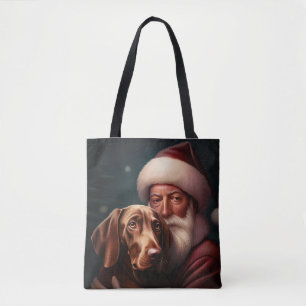 Tote Bag Vizsla avec Noël Festif du Père Noël