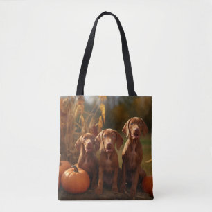 Tote Bag Vizsla Chiot Automne Citrouille délice