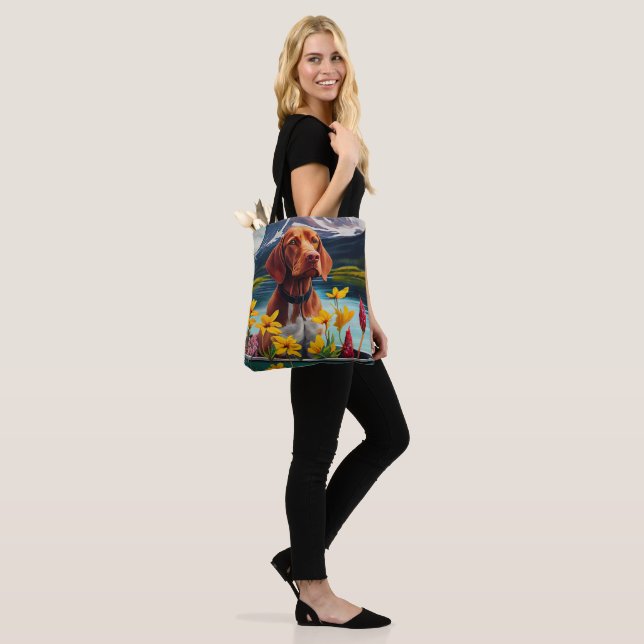 Tote Bag Vizsla sur une rame : une aventure Pittoresque (Sur le modèle)