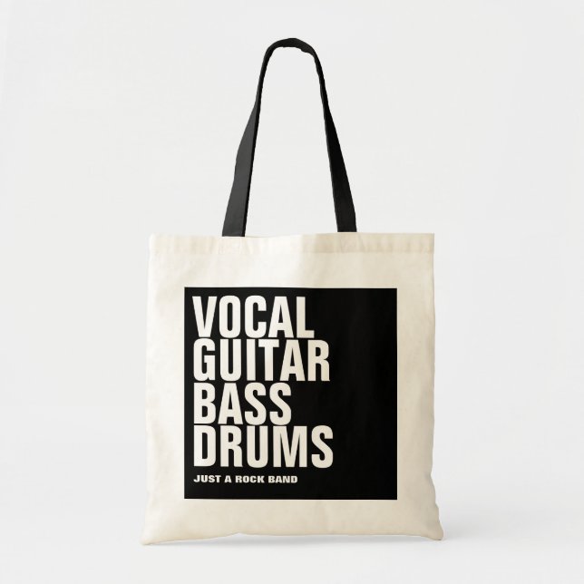 Tote Bag vocale, guitare, basse, batterie... rock (Devant)