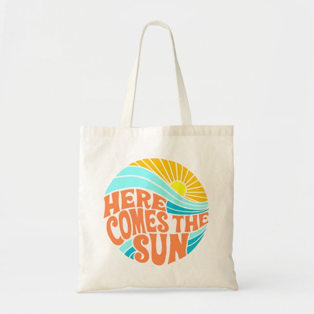Tote Bag Voici Le Tee Soleil, Style Rétro, Style Hippie (Devant)