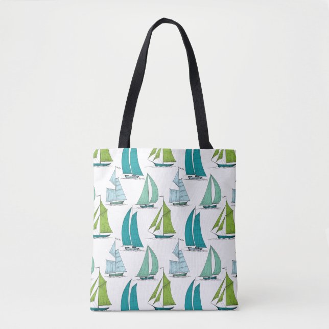 Tote Bag Voiliers sur le motif de l'eau (Devant)
