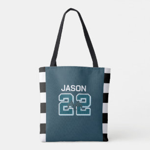 Tote Bag Voiture de course bébé vert, blanc et noir à damie
