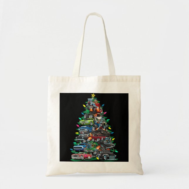 Tote Bag Voiture Folie arbre de Noël! Voitures musculaires  (Devant)