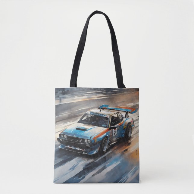 Tote Bag Voiture Sporty Blue Racing (Devant)