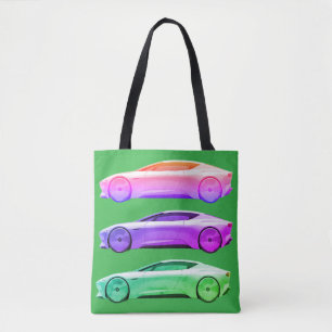 Tote Bag Voitures de sport fantaisie en couleurs vives sont