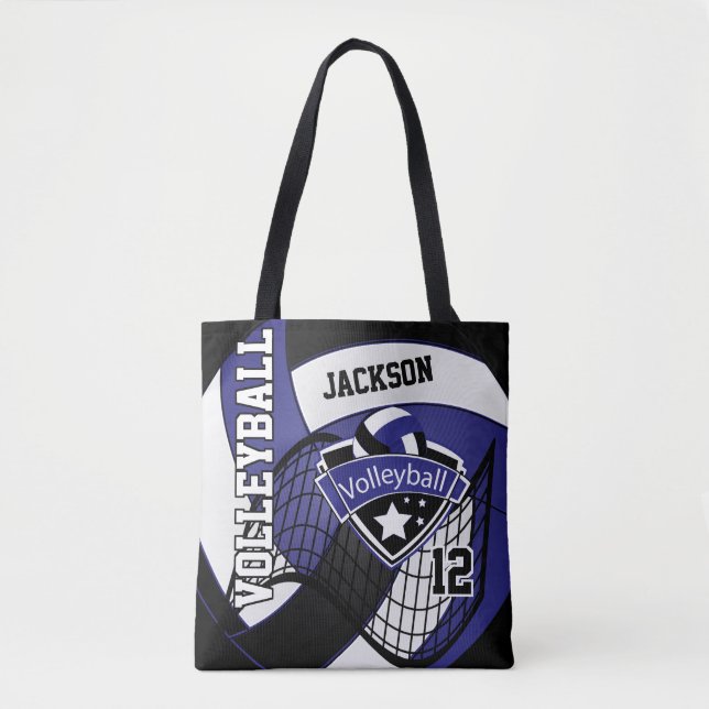 Tote Bag Volley-ball bleu, noir et blanc (Devant)