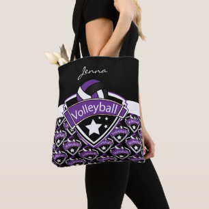 Tote Bag Volley-ball sport violet Texte do-it-yourself