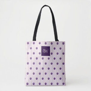 Tote Bag Vos Initiales Violet, Bleu Tirages Violet Fleurs