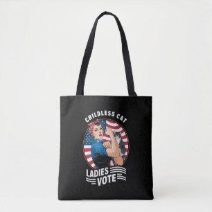 Tote Bag Vote de dame de chat sans enfant Vintage Rosie la