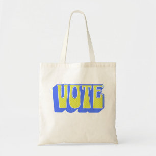 Tote Bag Voter Retro Coloré Super Blue Jaune Élection