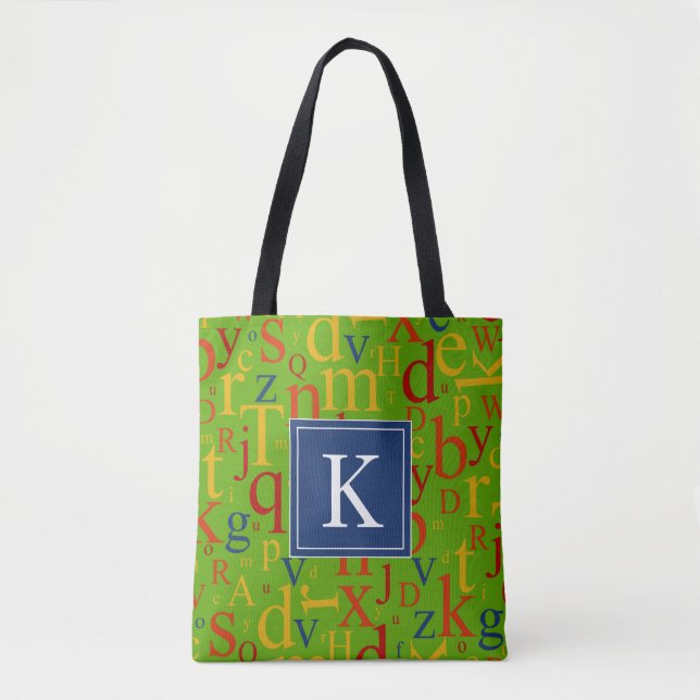 Tote Bag Votre initiale | Alphabet coloré (Devant)