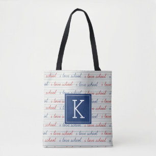 Tote Bag Votre initiale I Love School