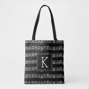 Tote Bag Votre initiale Notes musicales