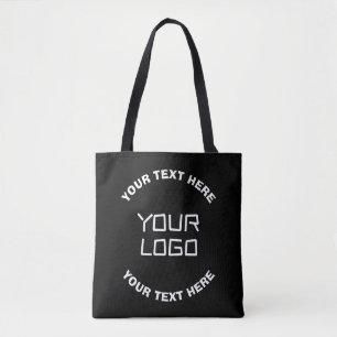 Tote Bag Votre logo ou image et texte modifiable Noir & B