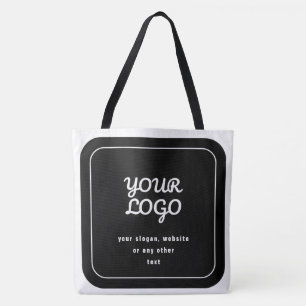 Tote Bag Votre Logo & Slogan ou autre texte   Noir et blanc