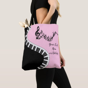 Tote Bag Votre nom/couleur rose Arbre Clé Piano Keys Musiq