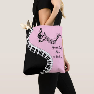 Tote Bag Votre nom/couleur rose Arbre Clé Piano Keys Musiqu